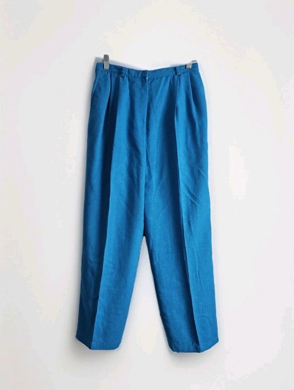 Vintage Women Blue Waist Pants Trousers Size 12 High Waist Lined Straight Slacks